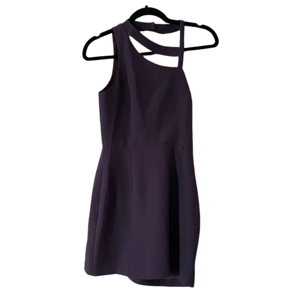 BCBG deep plum asymmetrical one shoulder dress